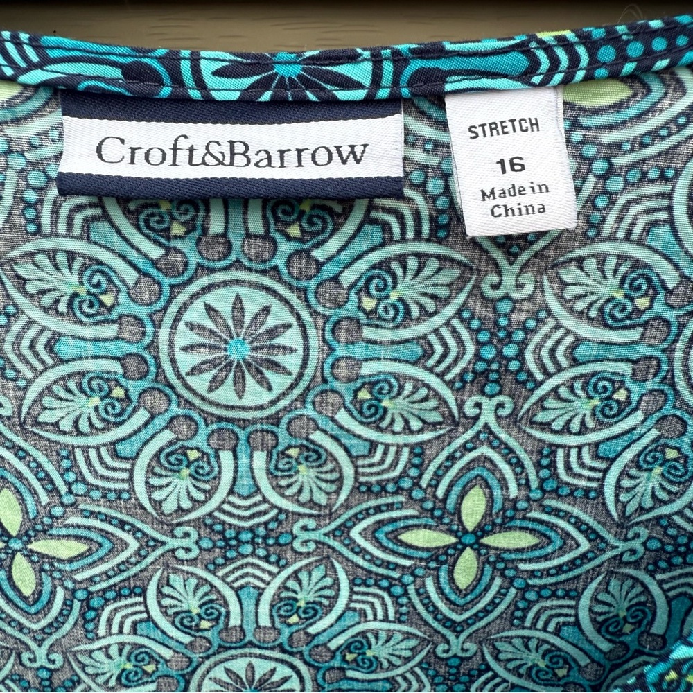 NWT Croft & Barrow Blue Floral Cotton Sundress Sz 16 Side Pockets - Picture 3 of 9